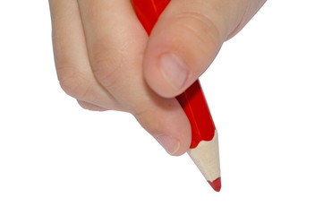 hand writing red pencil