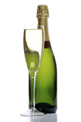 bottle and glass of champagne
