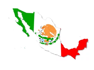 Tuinposter mexico map and flag © Vladislav Gajic