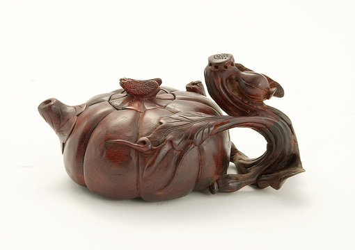 chinese wood carving - teapot
