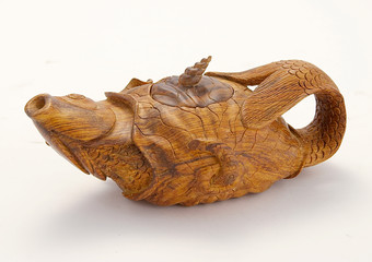 chinese wood carving- teapot