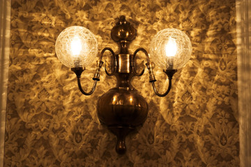 old lamp and wallpaper