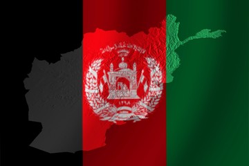 afghan flag with topography