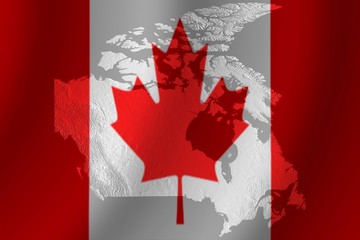 canadian flag with topography