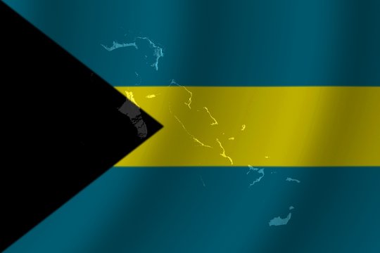bahamas flag with topography