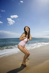 Fototapeta na wymiar Woman on Maui beach.