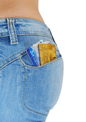 credit card in the women pocket