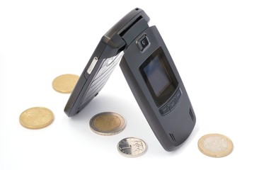 cellphone with euro and coins