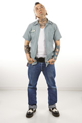 Fototapeta premium Adult male with tattoos and piercings.