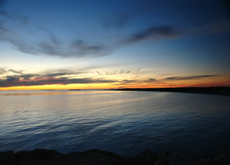 sunset over harbor
