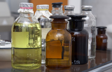 bottles with medicinal solution