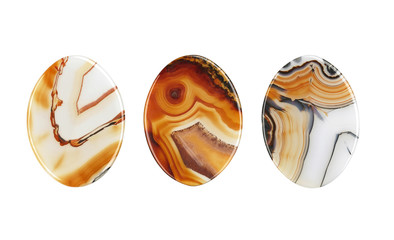 agate ovals on white background