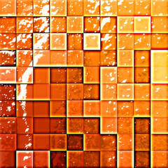 bathroom's tiles orange and red