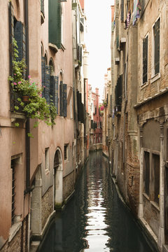 Canal with buildings in Venice, Italy.