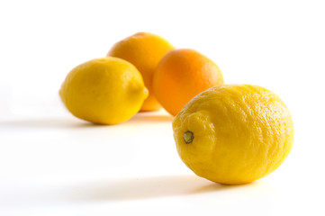 lemon with group fruits