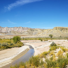 Stream running through desert in Cottonwood Canyon, Utah.