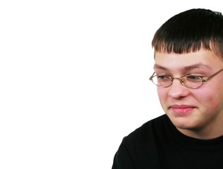 Fototapeta premium teen boy looking down with room for text