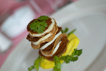 appetizer with little salad and sauce