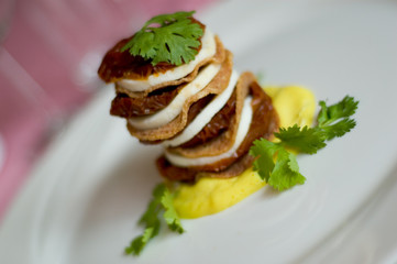 appetizer with meat and salad