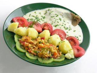 beef meat with sauce and vegetables