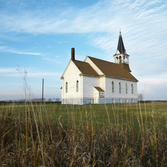rural church in field.