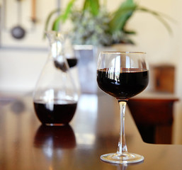 wineglass on bar.