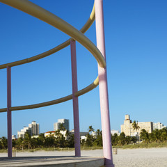 Lifeguard tower in Miami, Florida, USA.