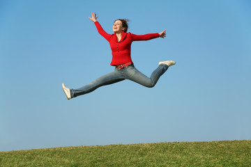 Fototapeta na wymiar jumping girl