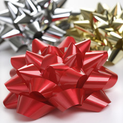 three christmas bows.