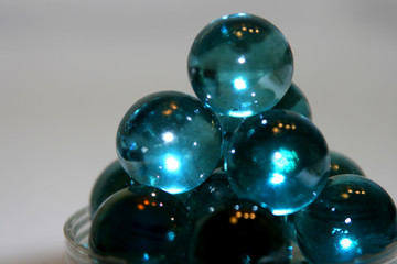 stack of blue marbles
