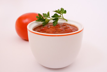 ketchup with parsley and tomato
