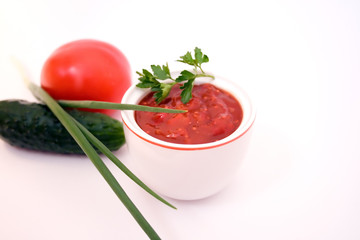 ketchup and vegetables top view