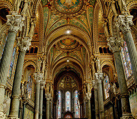 fourviere basilica nave - lyon - france