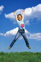 young girl jumping