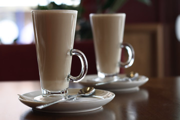 coffee latte in a tall glass