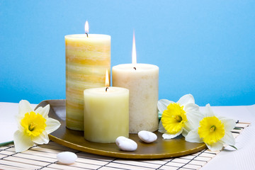 Obraz na płótnie Canvas daffodiles aroma therapy set