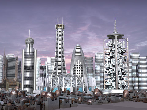 3d model of sci-fi city