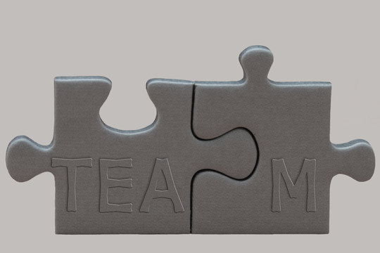 zwei puzzleteile beschriftet mit team