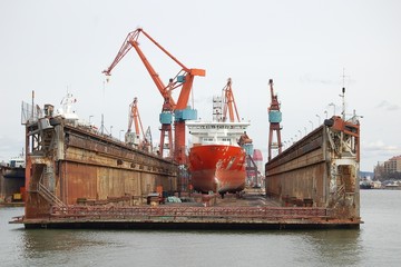 ship in shipyard