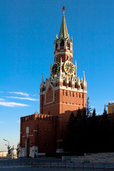 Fototapeta na wymiar famous kremlin tower in moscow on red square