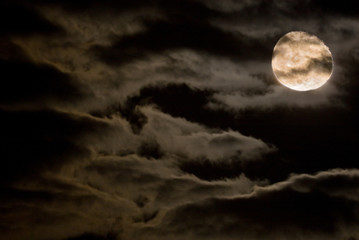 full moon at stormy sky