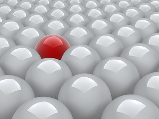 red ball in white ones