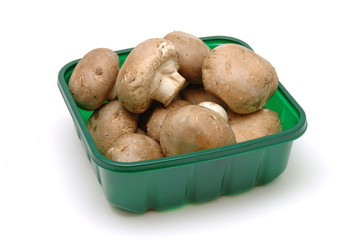 close up of brown mushrooms in box © Norman Chan