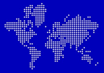 Naklejka premium world map composed of plus symbols