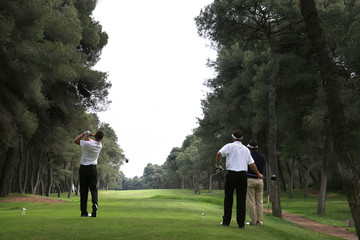 golf swing in riva dei tessali golf course, italy
