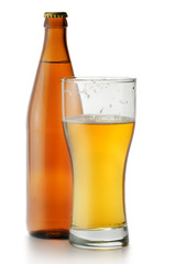 beer bottle and glass