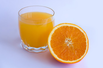 fresh orange juice and orange slice