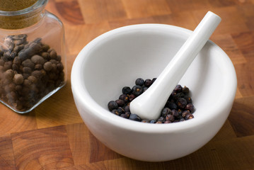 juniper in mortar and pestle