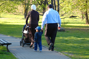 a family walking