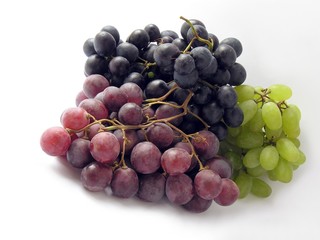 green,black and red grapes